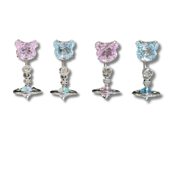 Jewel fortune cat Saturn horseshoe Ear Piercing Earring Stud