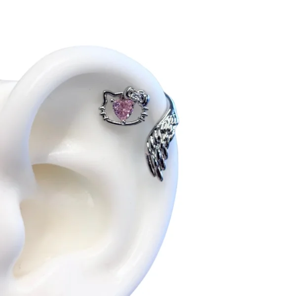 KT Angel Wings helix stud earrings