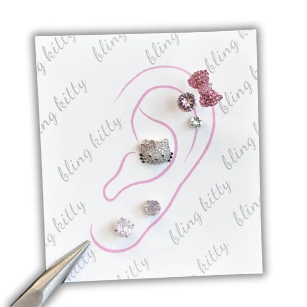 bling kitty Earring Set