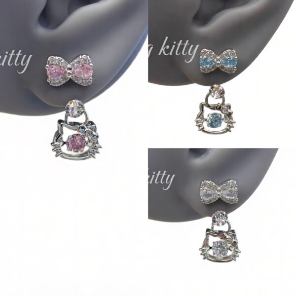 Full diamond kitty bow-shaped hoop earrings