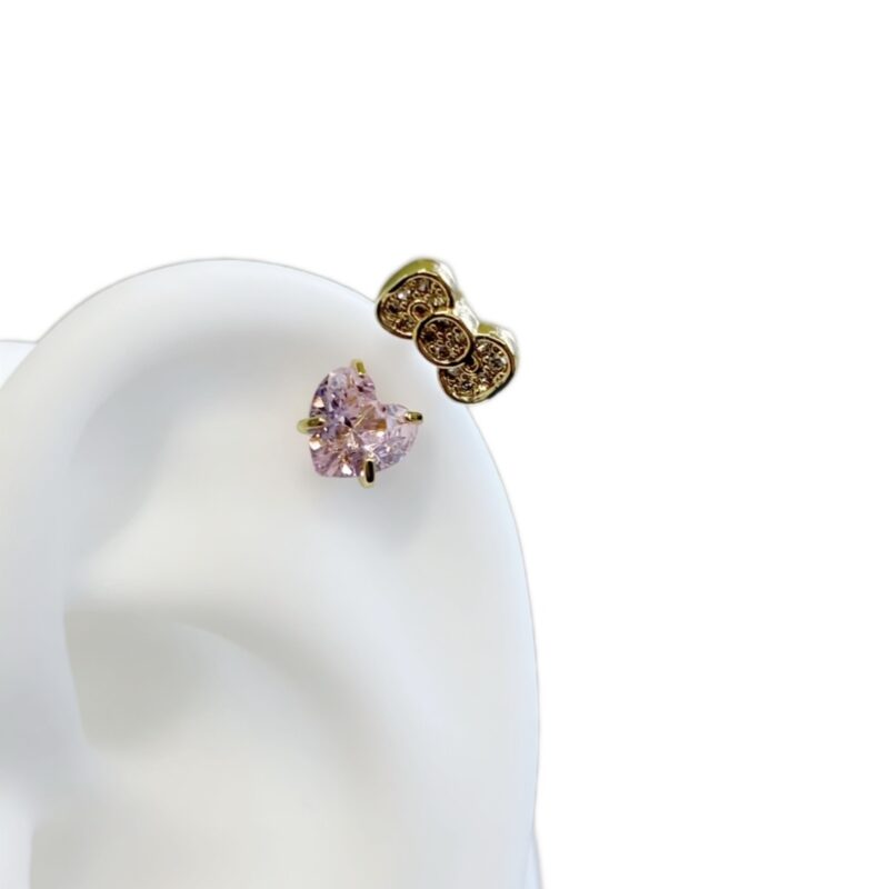 gold hello kitty heart shaped bow helix ear piercing stud gold hello kitty heart shaped bow helix ear piercing stud