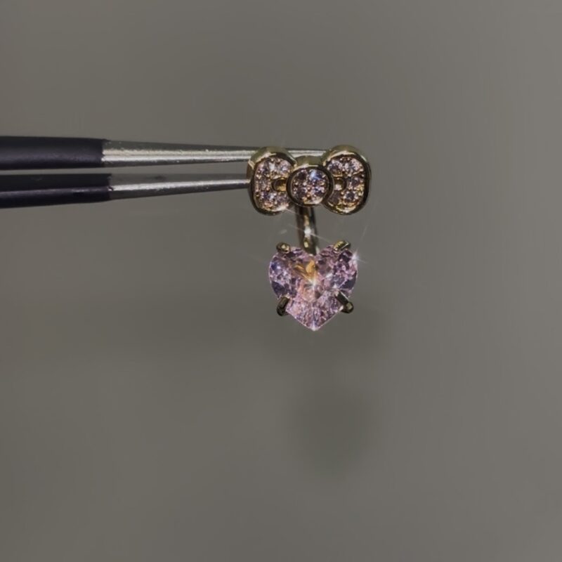 gold hello kitty heart shaped bow helix ear piercing stud